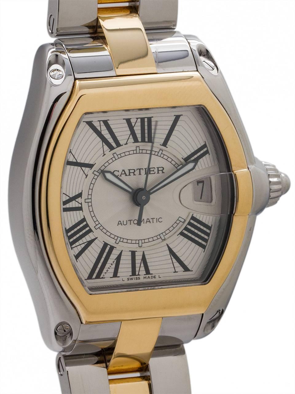 Cartier Yellow Gold Stainless Steel Roadster Automatic Wristwatch, circa 2000s In Excellent Condition In West Hollywood, CA
