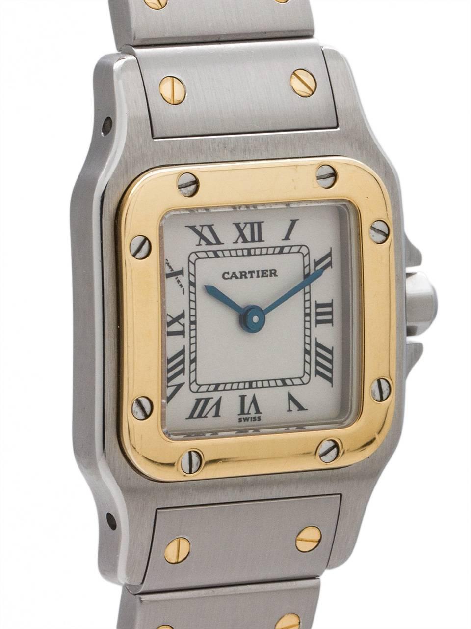 Cartier Ladies Gold Stainless Steel Santos Galbe Quartz Wristwatch, circa 2000 In Excellent Condition In West Hollywood, CA