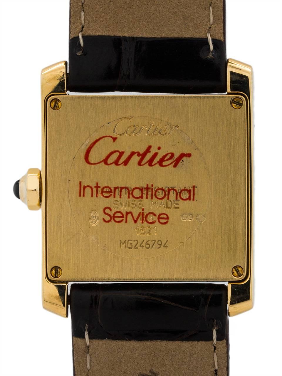 Women's Cartier Yellow Gold Tank Francaise Midsize Quartz Wristwatch, circa 2000
