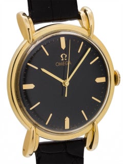 Omega yellow gold Oversize Fancy Lug Dress Model wristwatch, circa 1946