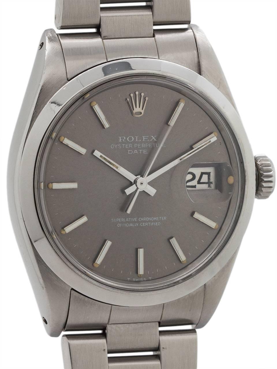 Rolex Stainless Steel Oyster Perpetual Date Wristwatch, Ref 1500 In Excellent Condition In West Hollywood, CA