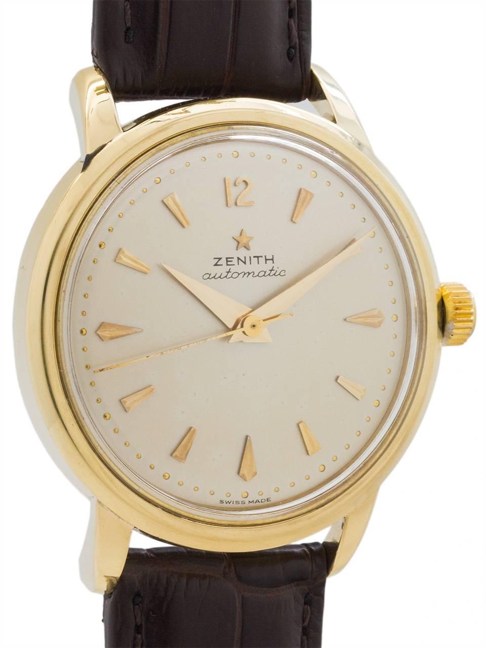 Zenith Yellow Gold Chronometer Automatic Wristwatch, circa 1958 In Excellent Condition In West Hollywood, CA