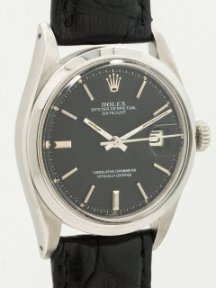 Rolex stainless steel Datejust Black Dial wristwatch Ref 1600, circa 1974