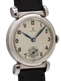 Omega stainless steel Hooded Lug Case Vintage manual wristwatch, c1926
