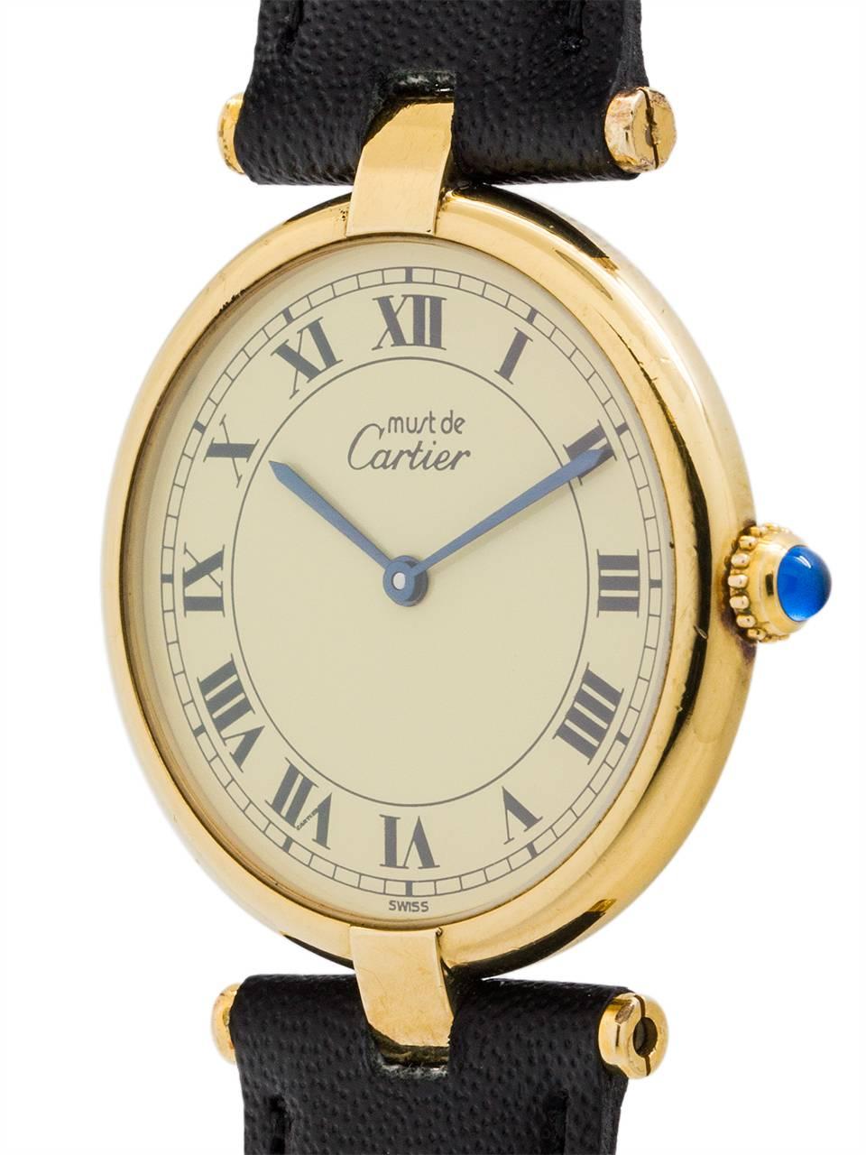 Cartier Vermeil Vendome Tank quartz Wristwatch, circa 1990s In Excellent Condition In West Hollywood, CA