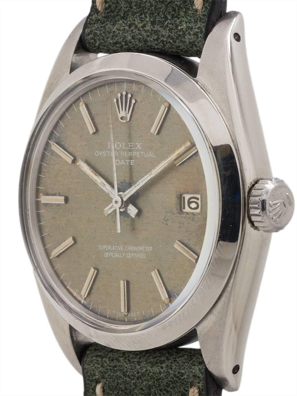 Rolex Stainless Steel Oyster Perpetual Date Self Winding Wristwatch, circa 1966 In Excellent Condition In West Hollywood, CA