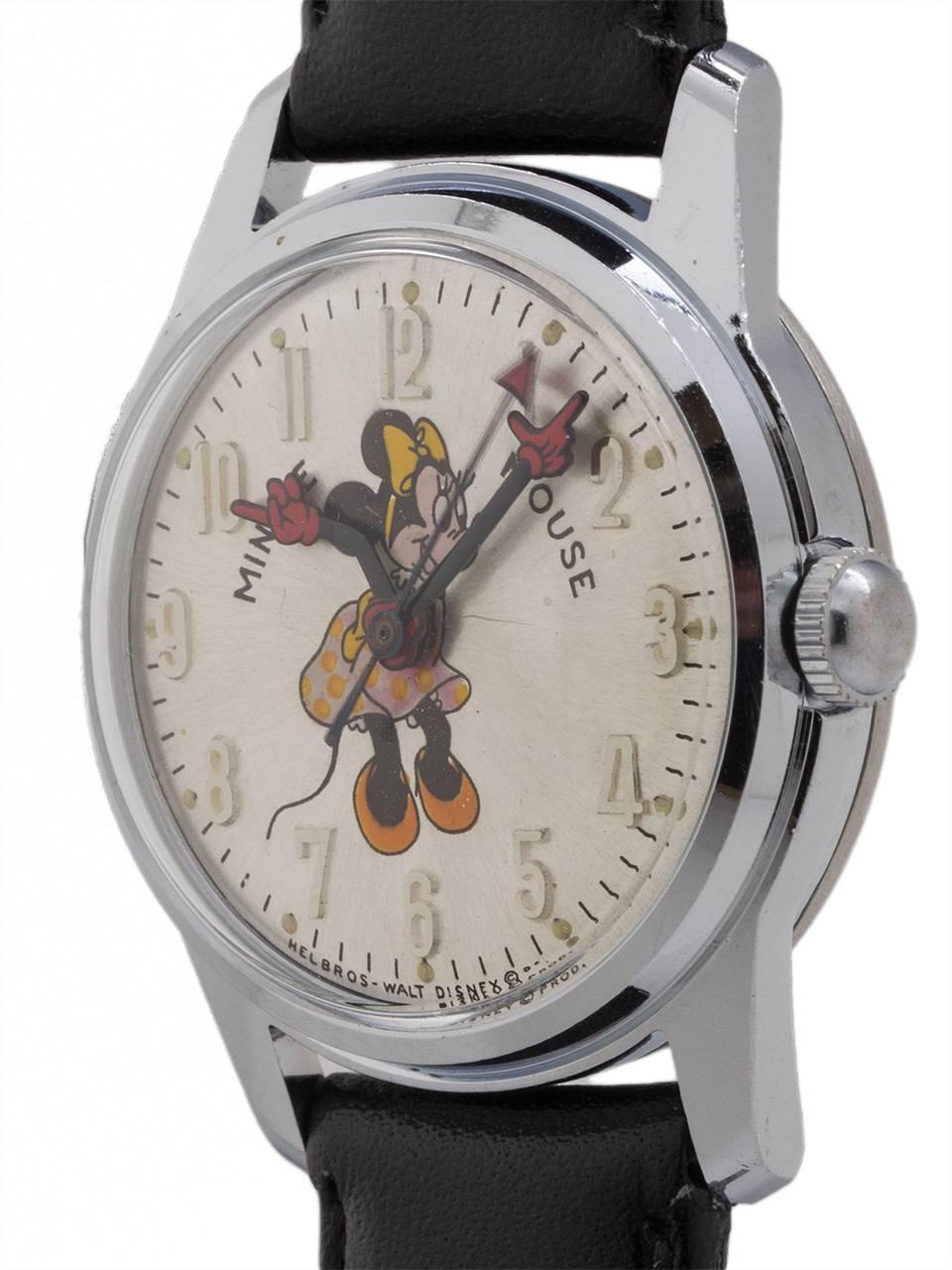 Helbros Minnie Mouse 17 Jewel Manual Wristwatch, circa 1970s In Excellent Condition In West Hollywood, CA