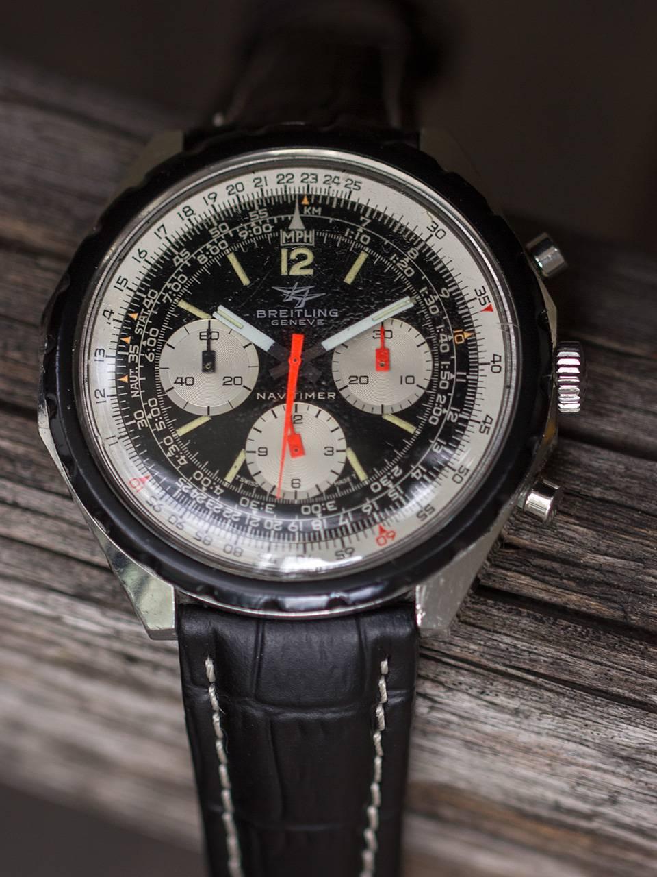 Men's Breitling Stainless Steel Navitimer Manual Wind Wristwatch Ref 816, circa 1967
