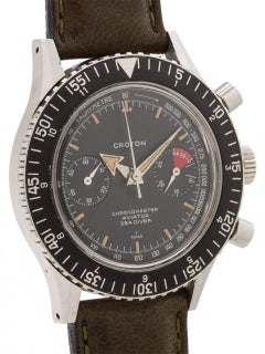 Croton Stainless Steel Chronomaster Aviator Diver Chronograph Manual Wristwatch