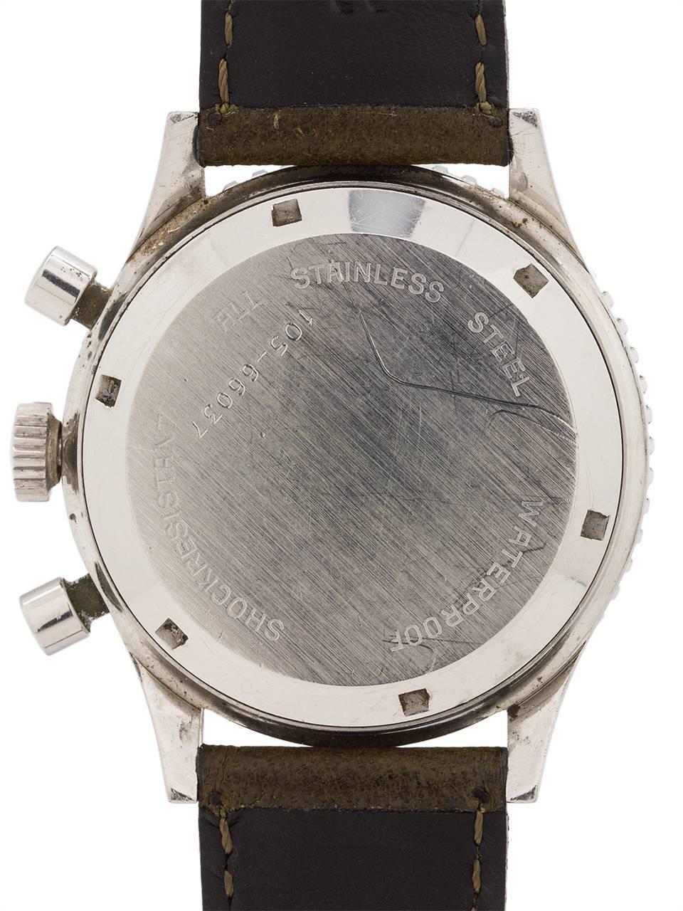 Men's Croton Stainless Steel Chronomaster Aviator Diver Chronograph Manual Wristwatch