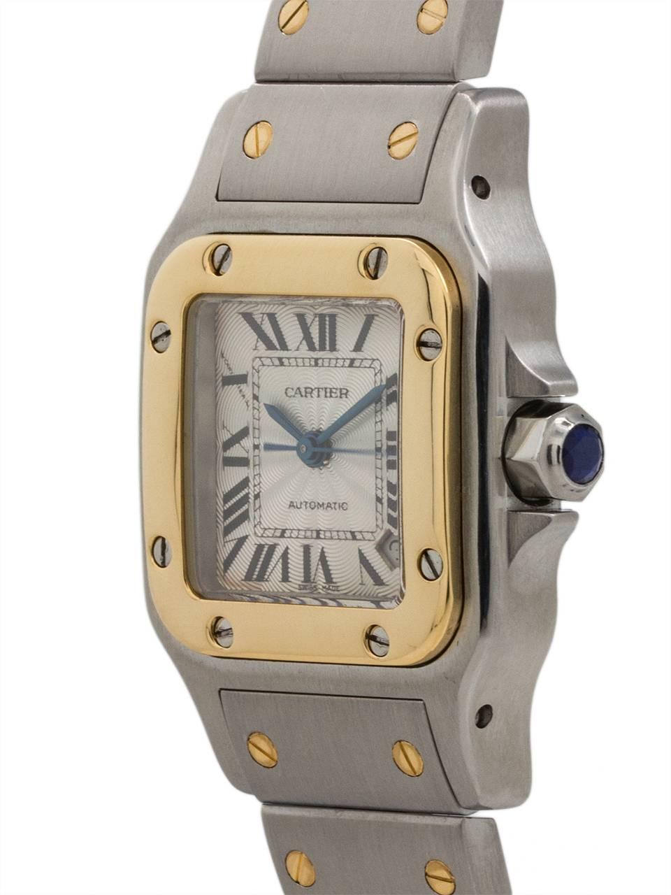 Cartier Ladies Yellow Gold Stainless Steel Santos Galbe Automatic Wristwatch In Excellent Condition In West Hollywood, CA