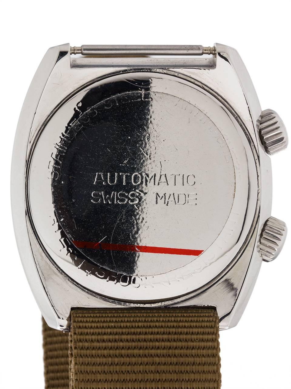 Men's Baylor Stainless Steel Diver GMT automatic Wristwatch, circa 1970s For Sale