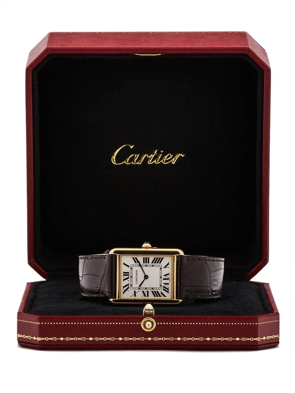 Cartier Yellow Gold Tank Solo quartz Wristwatch, circa 2010  1