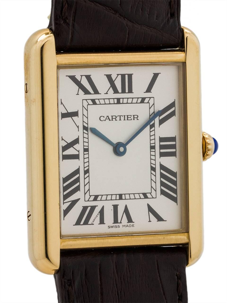 Cartier Yellow Gold Tank Solo quartz Wristwatch, circa 2010  In Excellent Condition In West Hollywood, CA