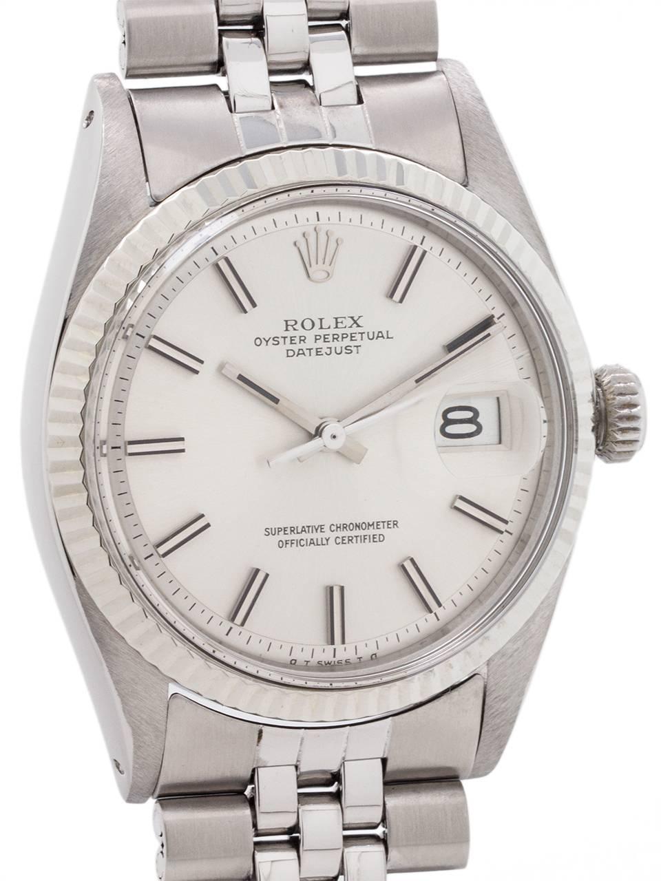 Rolex White Gold Stainless Steel Sigma Dial Datejust Self Winding Wristwatch In Excellent Condition In West Hollywood, CA