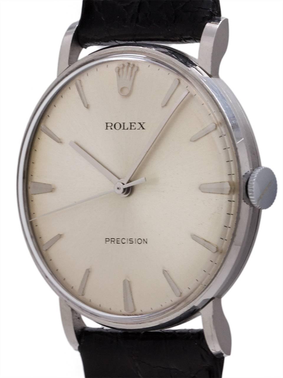 Rolex Stainless Steel Precision Dress Model Manual Wristwatch, circa 1960s In Excellent Condition In West Hollywood, CA