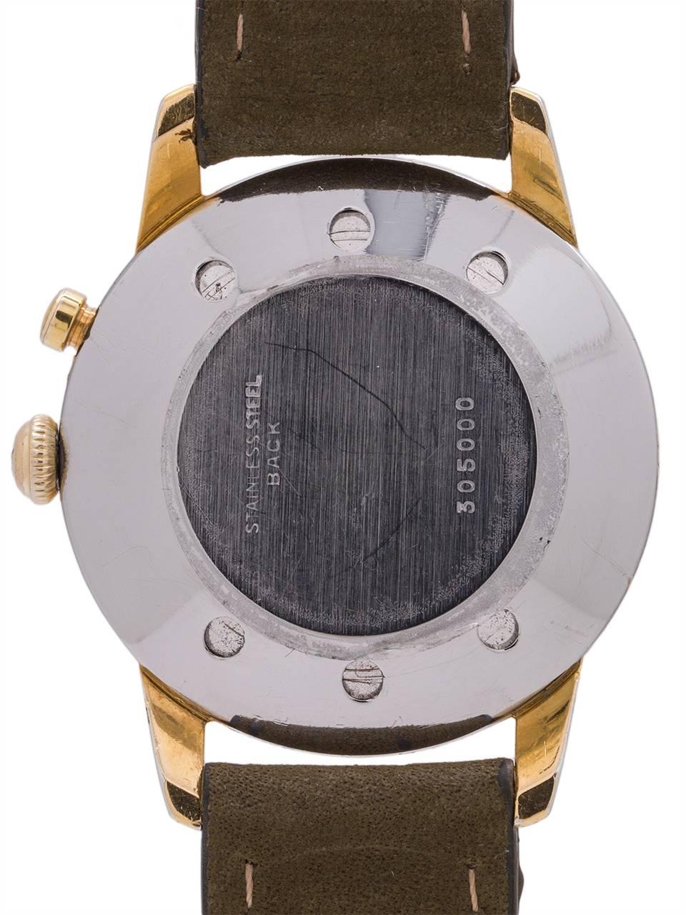 Vulcain Cricket Yellow Gold Alarm Oversized Manual Wristwatch, circa 1950s In Excellent Condition In West Hollywood, CA
