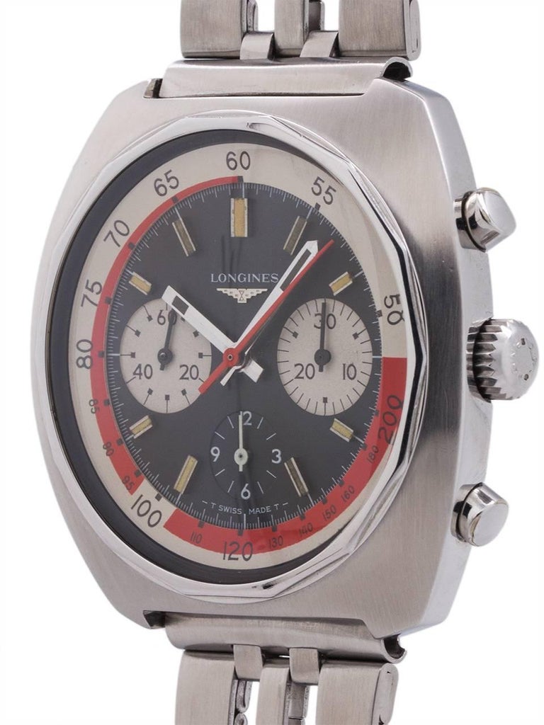 Longines stainless steel Conquest Cushion Shaped Chronograph Manual Wristwatch at 1stDibs