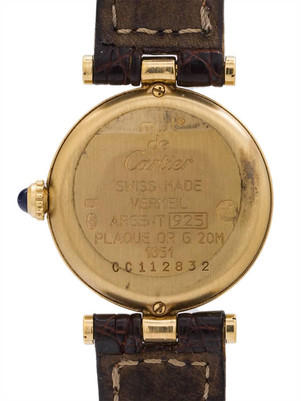 Women's or Men's Cartier Vermeil Vendome Tank quartz wristwatch, circa 1990s