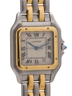 Cartier Yellow Gold Stainless Steel Panther quartz Wristwatch, circa 1980s