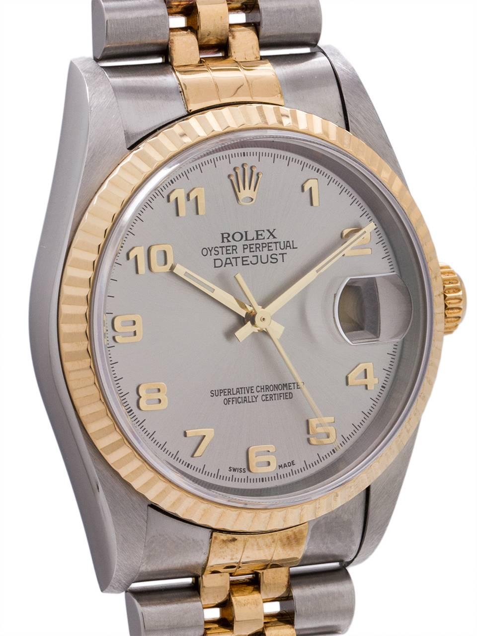 Rolex Yellow Gold Stainless Steel Datejust Arabic Self Winding Wristwatch In Excellent Condition In West Hollywood, CA