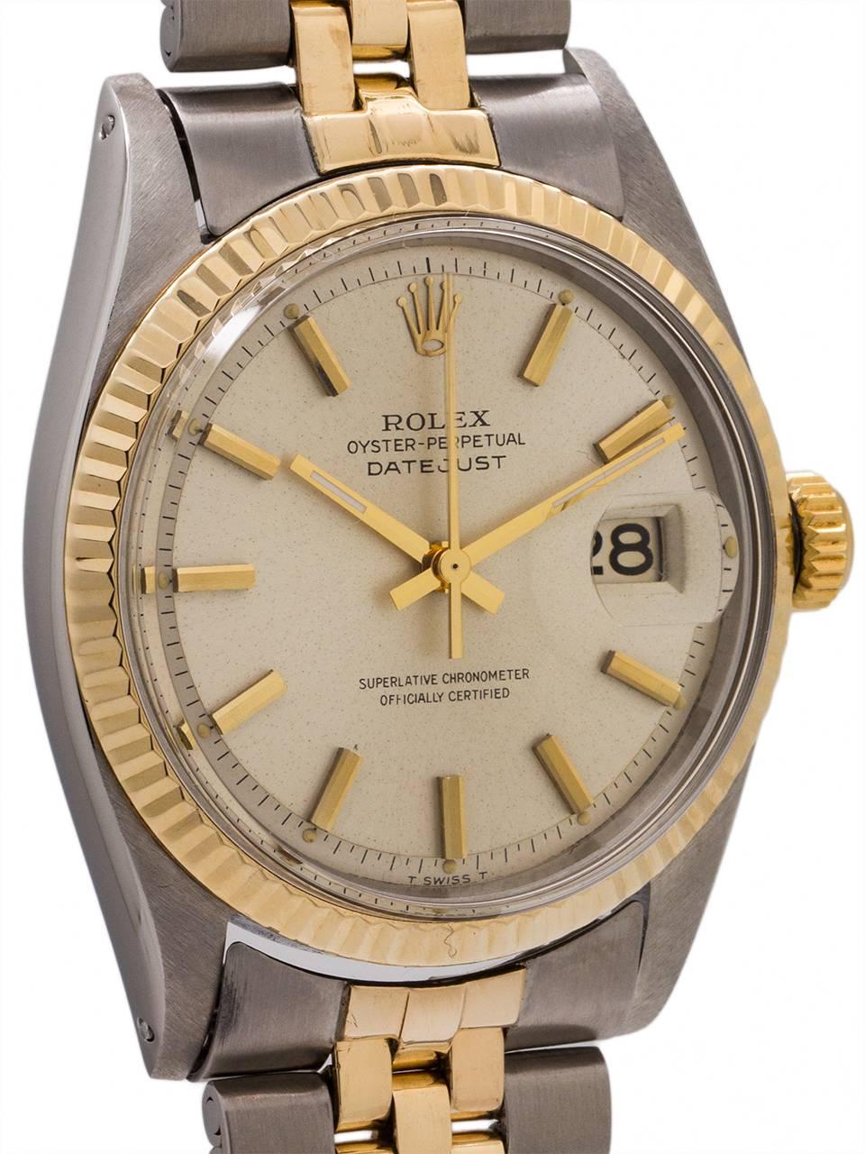 Rolex Yellow Gold Stainless Steel Datejust self winding Wristwatch, circa 1965 In Excellent Condition In West Hollywood, CA