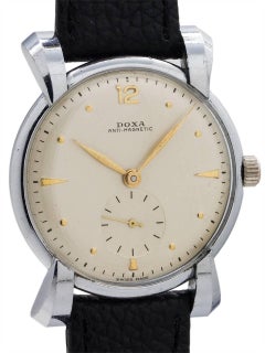 Doxa stainless steel Oversize Dress Model manual wristwatch, circa 1950s