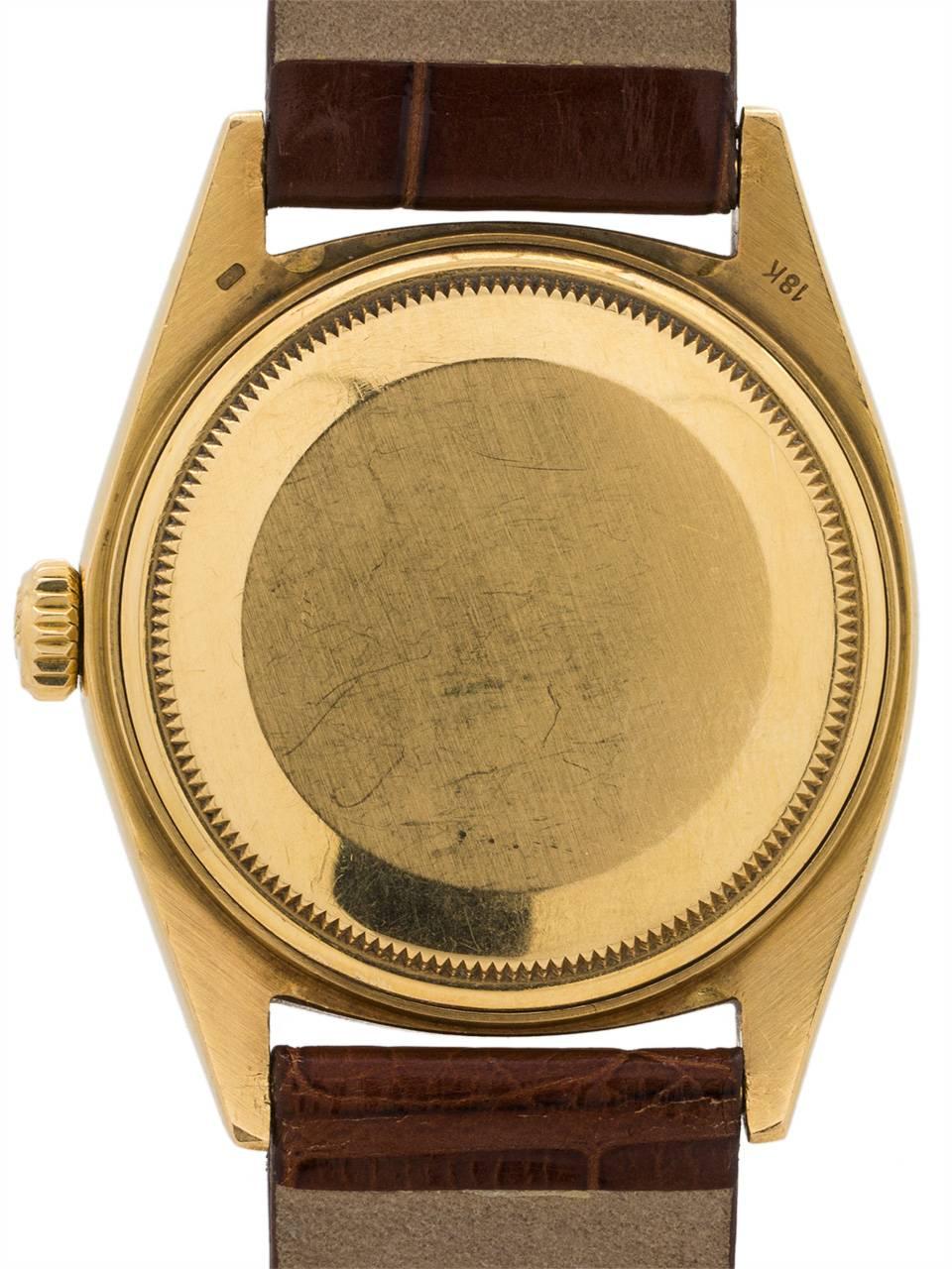 Men's Rolex Yellow Gold Day Date Self Winding Wristwatch Ref 1803, circa 1971