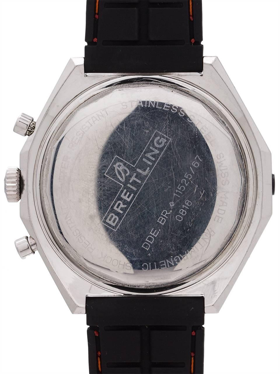 Breitling stainless steel Chronomat manual wind wristwatch Ref 0818, circa 1970s In Excellent Condition For Sale In West Hollywood, CA