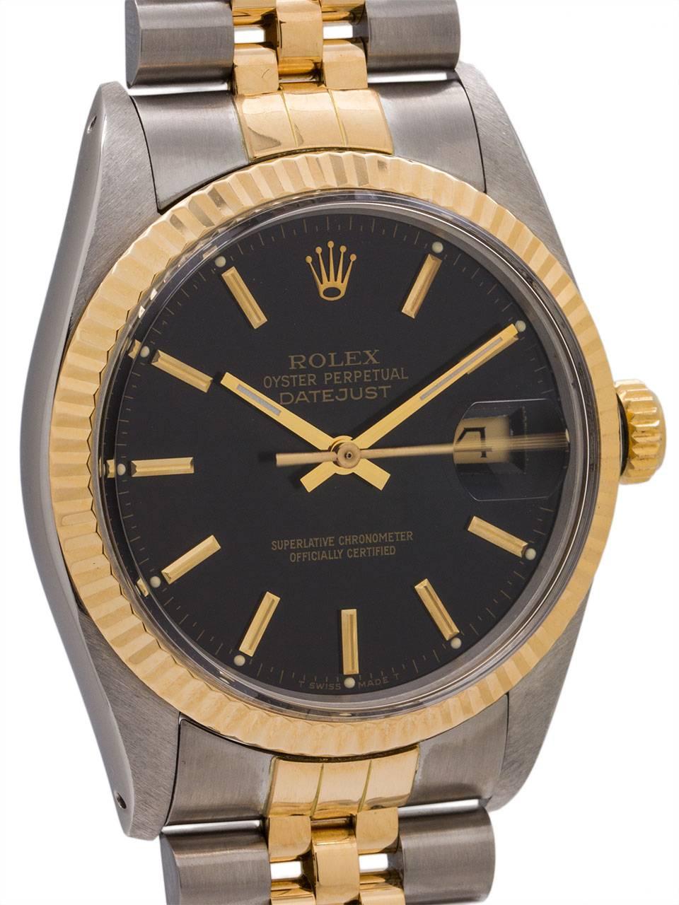 Rolex yellow gold stainless steel Datejust self winding wristwatch, circa 1986  In Excellent Condition In West Hollywood, CA