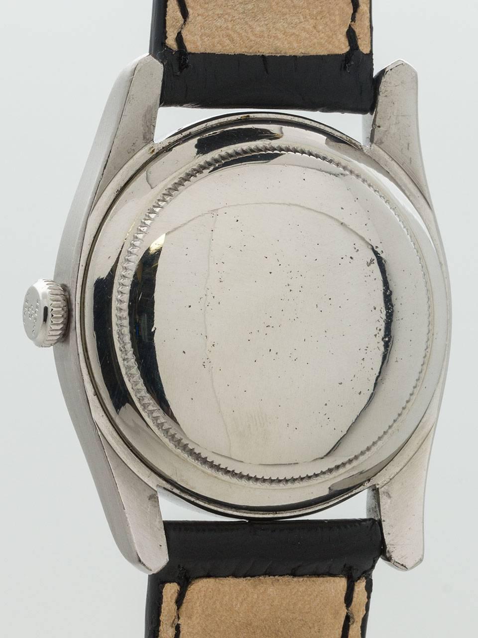 Rolex Stainless Steel Bombe self winding wristwatch Ref 5018, circa 1948 In Excellent Condition In West Hollywood, CA