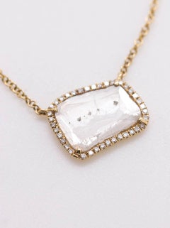 Modern Diamond Slice Pave 14K YG Pendant Necklace 0.66ct