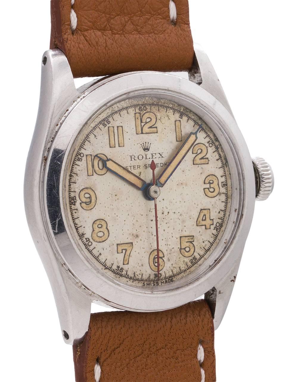 Rolex Stainless Steel Oyster Speedking Original Dial manual wristwatch, c1942 In Excellent Condition In West Hollywood, CA