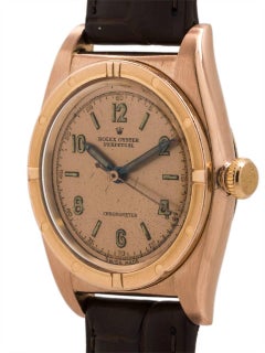 Rolex Pink gold Bubbleback self winding wristwatch ref 3372, circa 1947