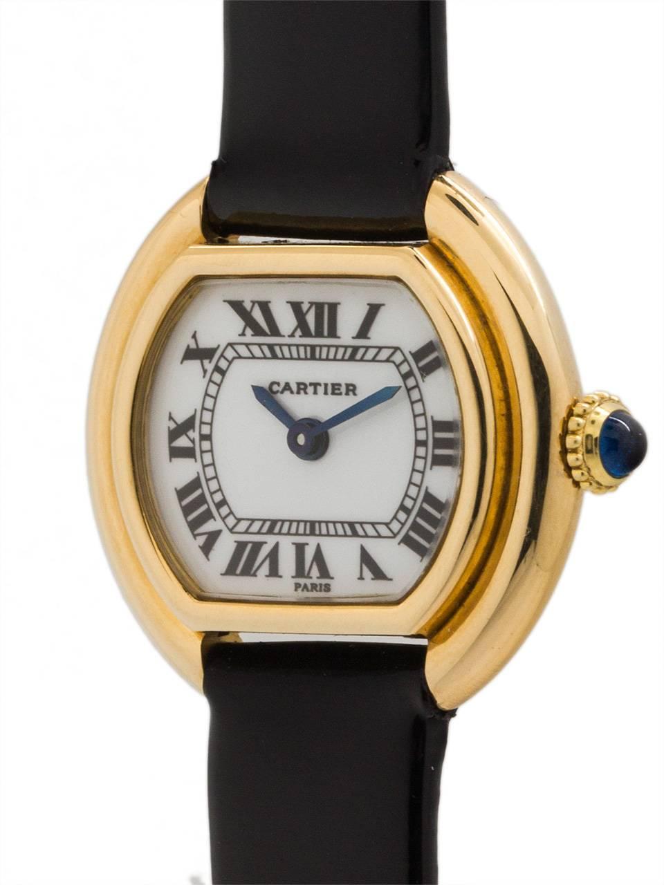 Cartier Ladies Yellow gold Enamel Dial Vendome manual wristwatch, circa 1970s  In Excellent Condition In West Hollywood, CA