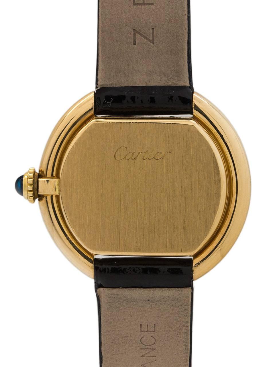 Women's Cartier Ladies Yellow gold Enamel Dial Vendome manual wristwatch, circa 1970s 