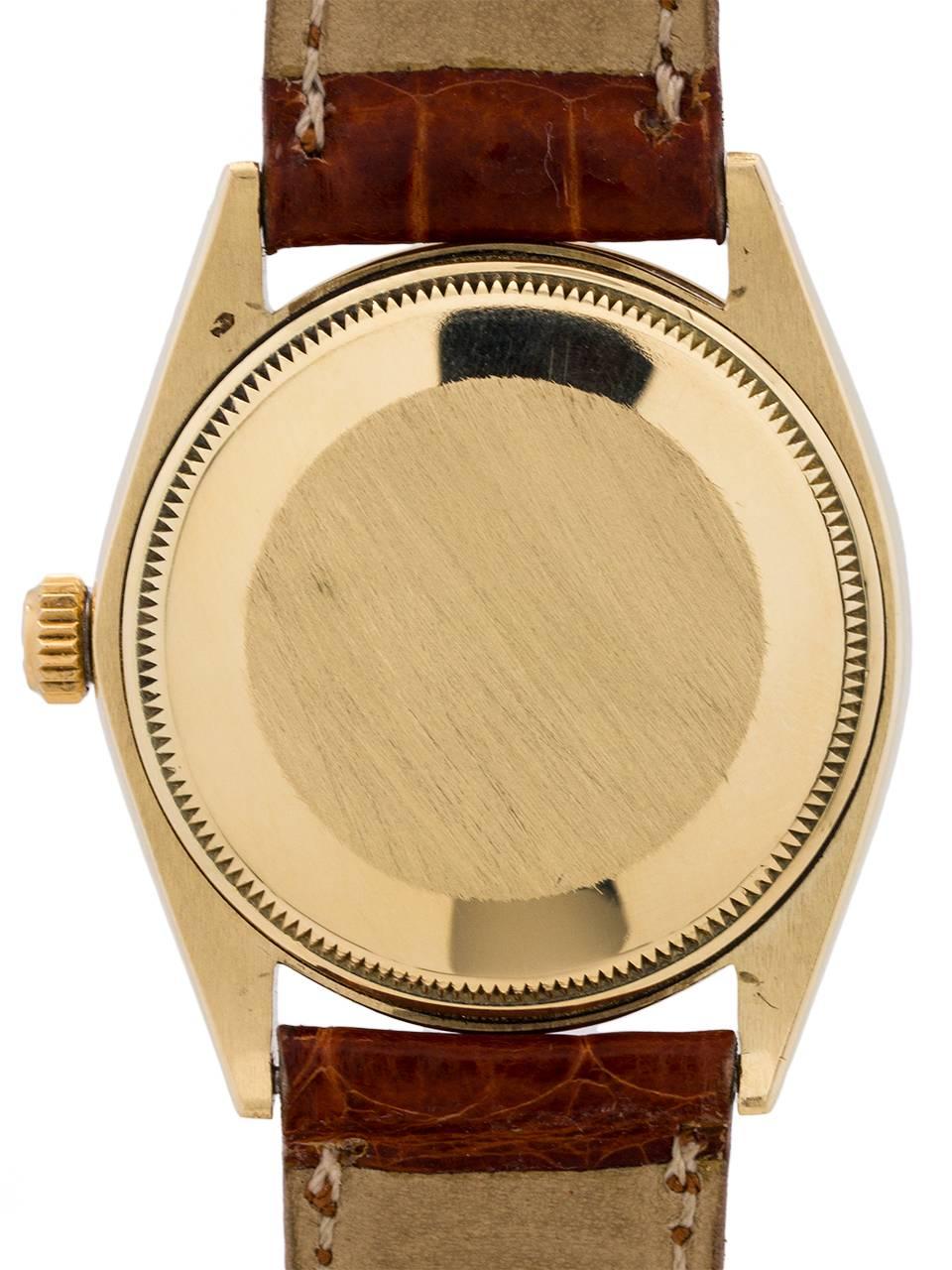 Rolex Yellow Gold Oyster Perpetual Self Winding Wristwatch Ref 1002, circa 1965 In Excellent Condition In West Hollywood, CA