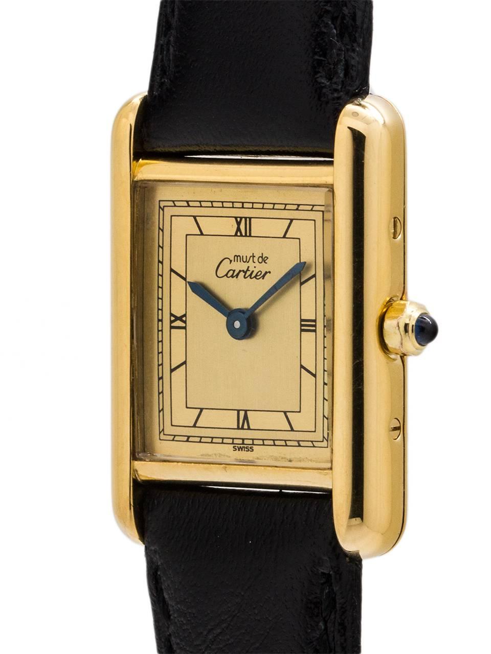Cartier Ladies Vermeil Tank Louis quartz wristwatch, circa 1990s In Excellent Condition In West Hollywood, CA