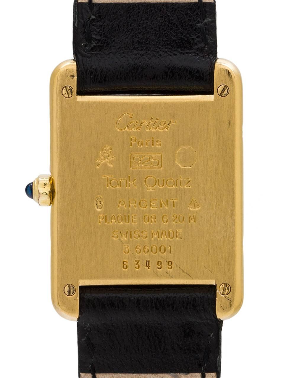 Women's Cartier Ladies Vermeil Tank Louis quartz wristwatch, circa 1990s