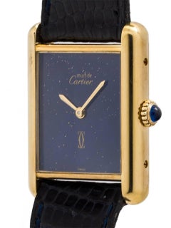 Cartier Vermeil Tank Louis Lapis Dial manual wristwatch, circa 1970s