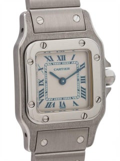 Cartier Ladies Stainless Steel Santos “Blue” quartz wristwatch, circa 2000s