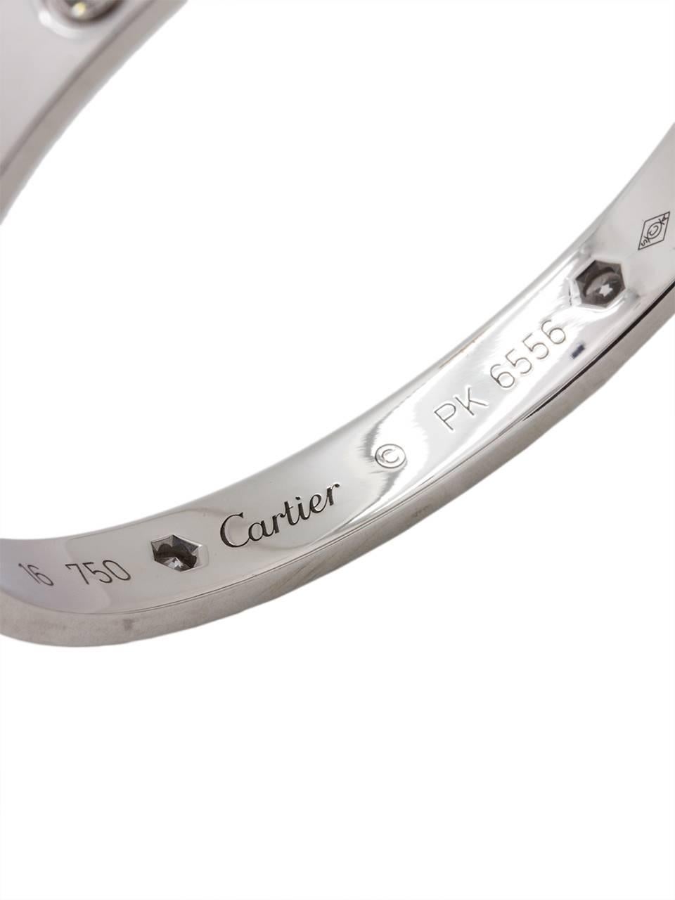 Round Cut Cartier Diamond Love Bracelet 18 Karat White Gold For Sale