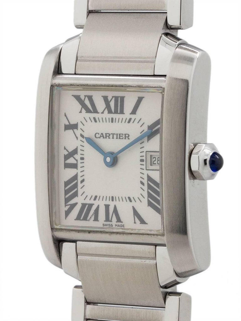 Cartier Stainless Steel Tank Francaise Midsize Quartz Wristwatch at 1stDibs