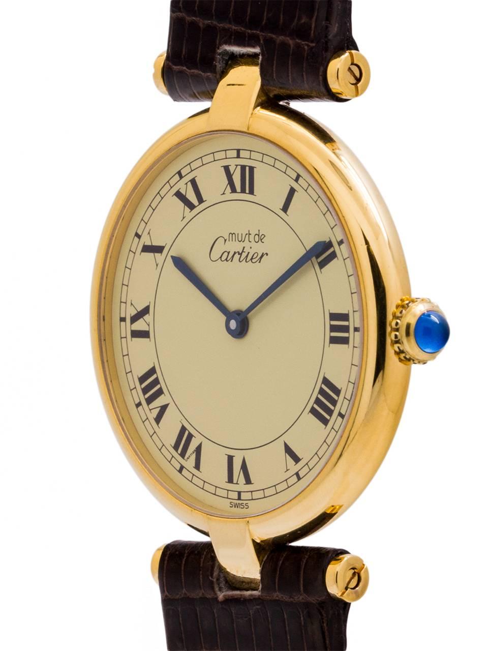 Cartier Vermeil Vendome Tank quartz wristwatch, circa 1990s In Excellent Condition In West Hollywood, CA