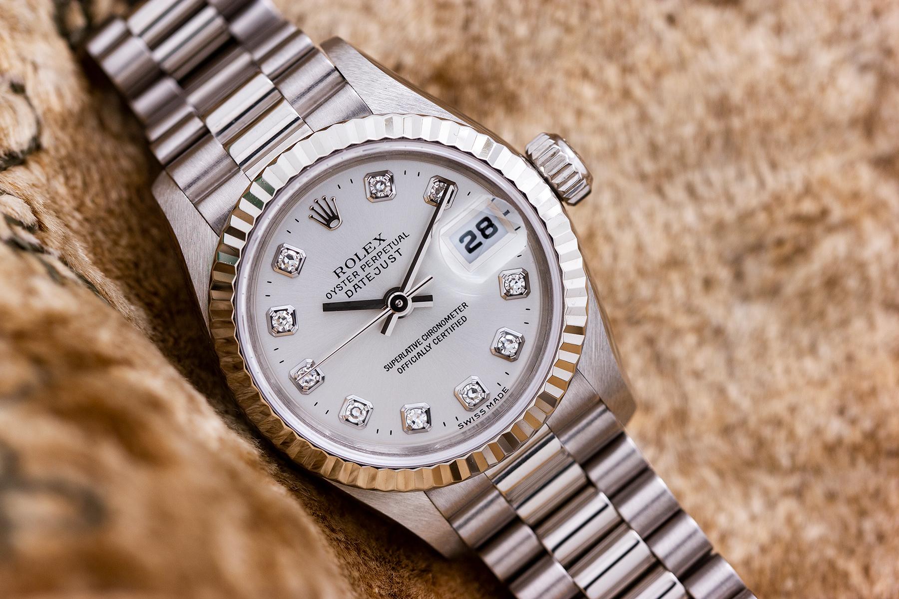 New Old Stock Lady Rolex President Ref 79179 18 Karat White Gold, circa 1999 For Sale 1