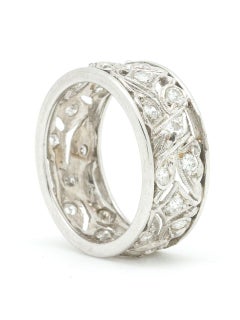 Vintage Diamond Platinum Wide Eternity Band 0.50 Carat, circa 1940s