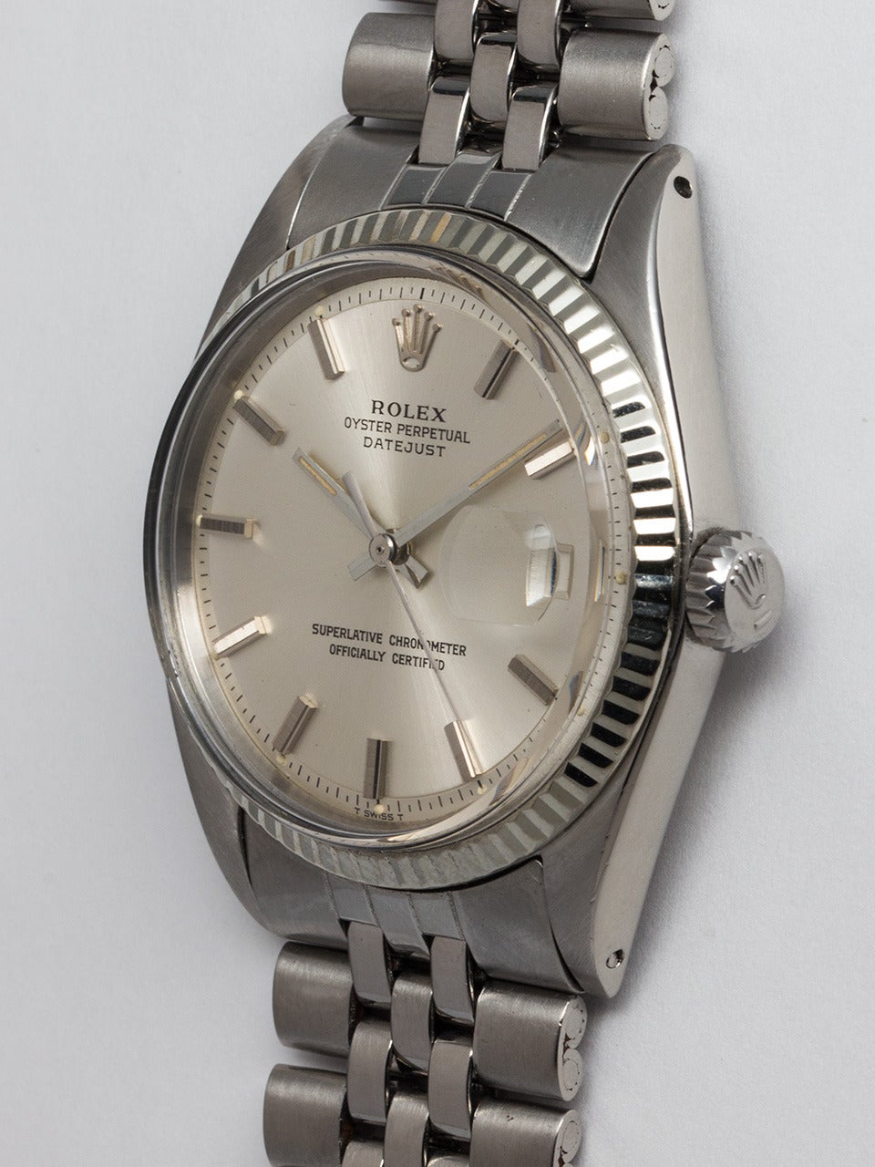 Rolex Stainless Steel Datejust Wristwatch Ref 1601 In Excellent Condition In West Hollywood, CA