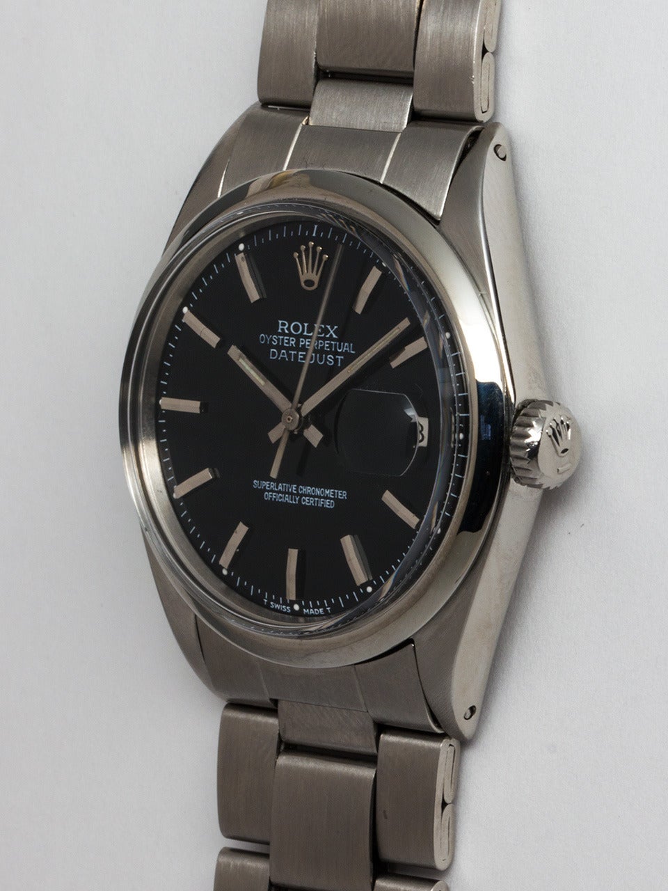 Rolex Stainless Steel Datejust Wristwatch Ref 1600 In Excellent Condition In West Hollywood, CA