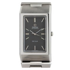 Vintage Omega Stainless Steel Rectangular Deville Automatic Wristwatch circa 1970s
