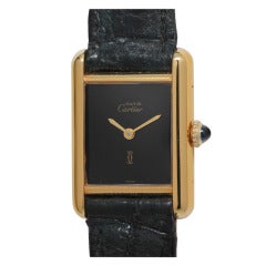 Cartier Lady's Gilt Silver Must de Cartier Tank Louis Wristwatch circa 1990s